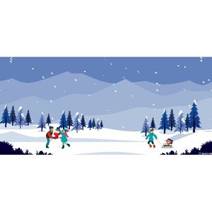 Spandoek Winterlandschap Spelende Kinderen