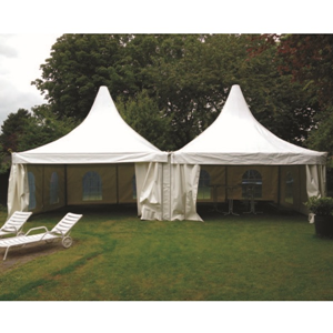 Pagodetent 5 bij 10  meter (2 stuks van 5 bij 5 m gekoppeld)