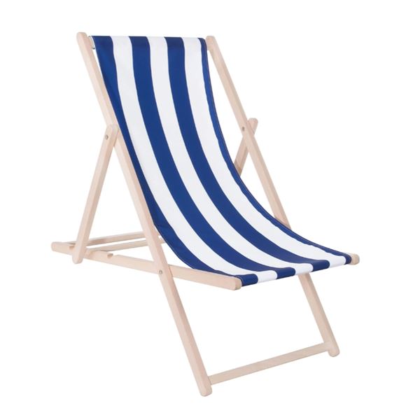 Strandstoel blauw-wit gestreept - Bacchus Feestverhuur